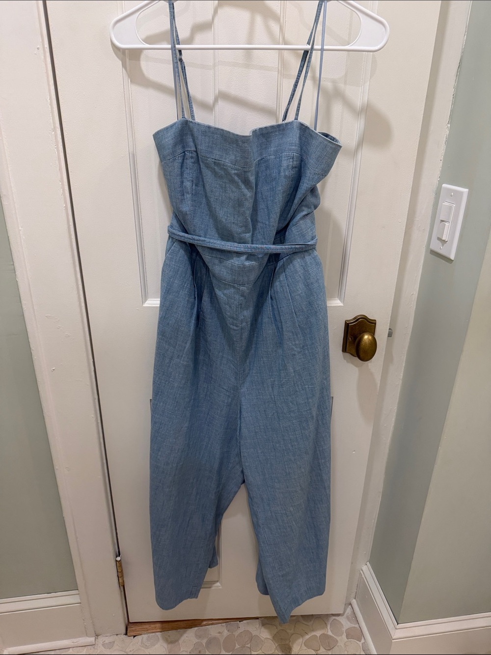 J. Crew Light Blue Chambray Strappy Jumpsuit